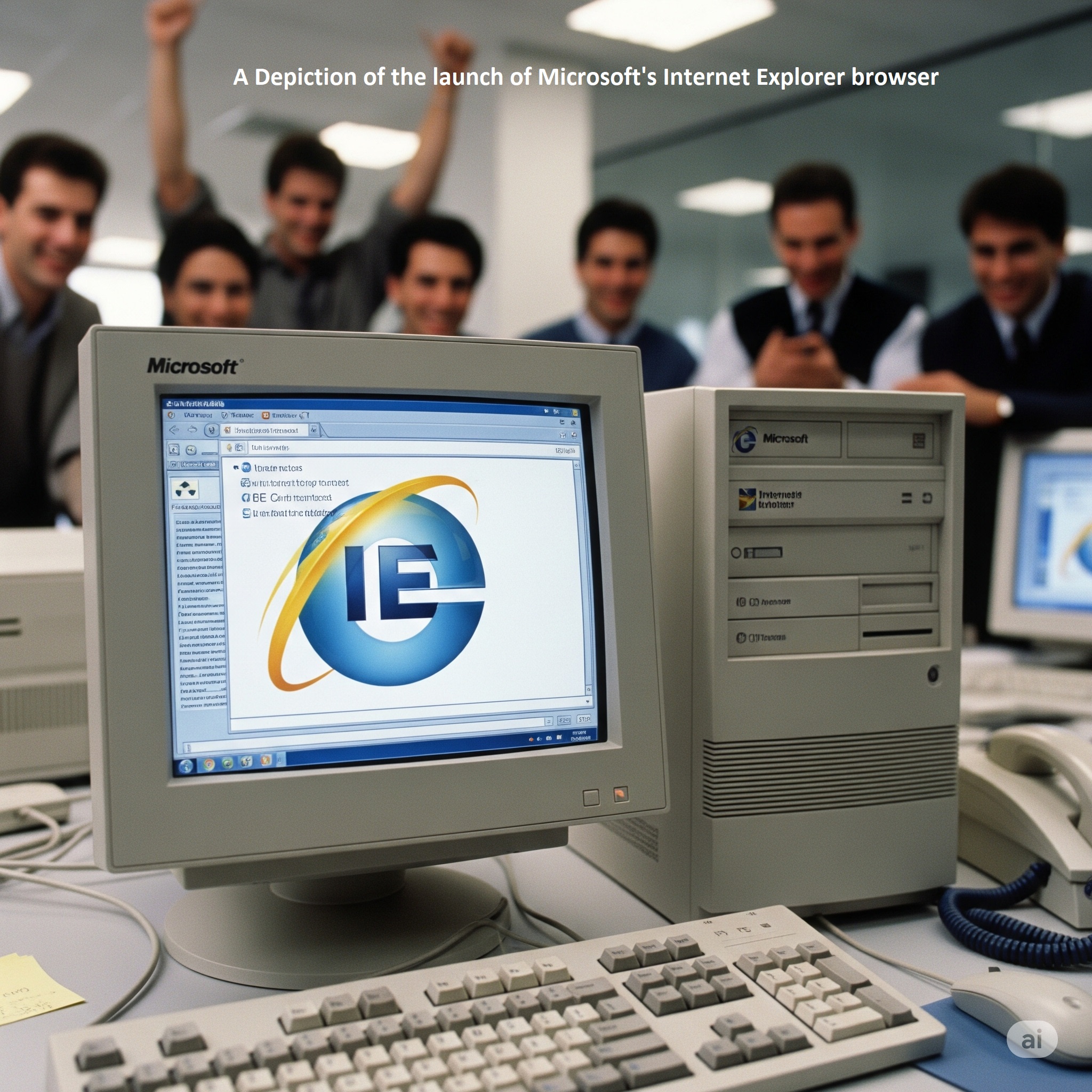 A Depiction of the launch of Microsoft's Internet Explorer browser